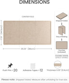 Fluxynara Bulletin Board, 35" x 17.5" Cork Board Alternative with 12 Safe Removable Adhesive Tabs, Foldable Felt Pin Board for Home Office, Classroom, Bedroom,Entryway for Walls—Taupe