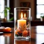 CYS EXCEL (H:12" D:6") Large Cylinder Clear Glass Vase for Wide Bouquet Flower Vase Centerpieces Display Hurricane Floating Candle Holder