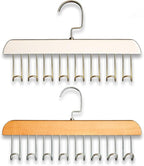 Belt Hanger 4Pcs Belt Hanger with 32 Hooks Bra Hangers for Closet,Space-Saving Wooden Closet Hanger Organizer for Ties, Scarves, Bras,Tank, Tops (2Wood Color 2White)
