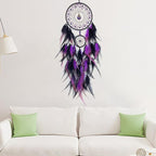 Black and Purple Dream Catcher Wall Decor Feather Dream Catchers with Pendant Handmade Dreamcatcher Wall Hanging Ornament for Bedroom Living Room Home Decor