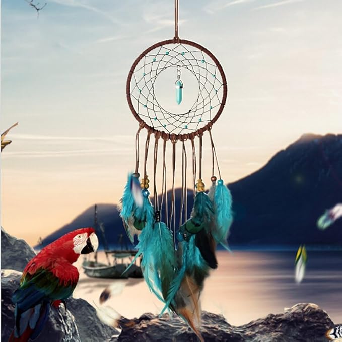 MEXIDAWN 3 Pack DIY Feather Dream Catcher Kits Turquoise Wall Hanging Boho Decor Handmade Dream Catcher for Adults