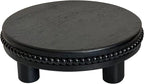 dwellington Farmhouse Beaded Wood Tray Risers for Display, 7.6” Wooden Decorative Tray for Kitchen Home Decor, Display Pedestal Stand for Countertop, Black Round Wood Riser for Soap Dish