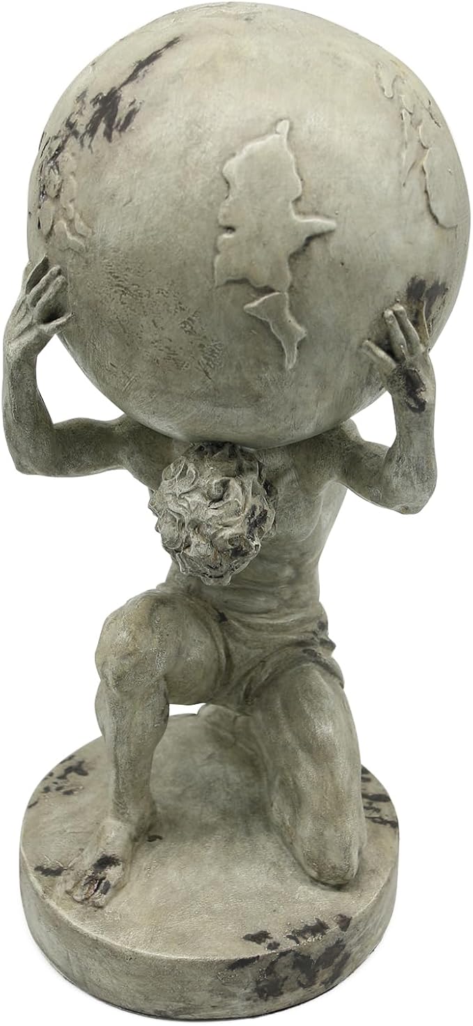 Lukitas Atlas Holding Up World Statue and Sculpture, Lifting The Earth Figurine Decor, Creative Ornament for Home Office Living Room, Resin 11.5''