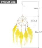 uxcell 2pcs Dream Catchers, Small Handmade Feather Dreamcatcher Supplies Car Charm with Crystal Beads Wall Hanging Decor for Home Car Decoration Ornament Women Friend Gift, Yellow