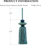 2 Pcs Decorative Tassels for Home Decor, Elegant Lamp Tassels & Door Tassels, Soft Silk-Look Hanging Tassel Accent for Table Lamps, Cabinets & Interior Styling, 4.3 Inch Tassel Ornament (Blue)