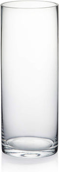 WGVI Quality Thick Weighted Clear Cylinder Glass Vases, 4" W x 10" H, Flower Arrangement Floating Candle Holders Wedding Centerpieces Terrarium Planter Floral Pen Brush Storage Container, 1 Piece