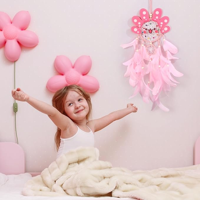 Geelin Axolotl Dreamcatcher Wall Decor Cute Animal Wall Hanging Dreamcatcher with Feather Axolotl Birthday Party Handmade Gifts for Girls Room Bedroom DIY Decor
