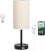 Dicoool Tall Touch Bedside Table Lamp with USB - 3 Way Dimmable Black Lamps for Bedroom Nightstand, Desk Lamp with Black Charging Station for Dorm, Office, Kids Room