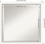 Amanti Art White Wall Mirror 22x22 Morgan White Silver Square Bathroom Mirror for Wall Decor Living Room, Medium Modern Wood Frame, Hangs Horizonally and Vertically, Bathroom Decor, Beveled Edge