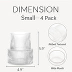 Ribbed Glass Vases, Set of 4 Small Vases for Flowers, Clear Glass Vase for Tulips, Modern Vase for Living Room, Kitchen, Office, Entryway, Bookshelf, Wedding Gifts, Birthday, 6 Inches