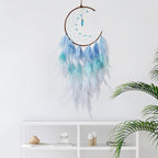 Blue Moon Dream Catcher Wall Decor Feather Dream Catchers with Pendant Handmade Dreamcatcher Wall Hanging Ornament for Bedroom Living Room Home Decor