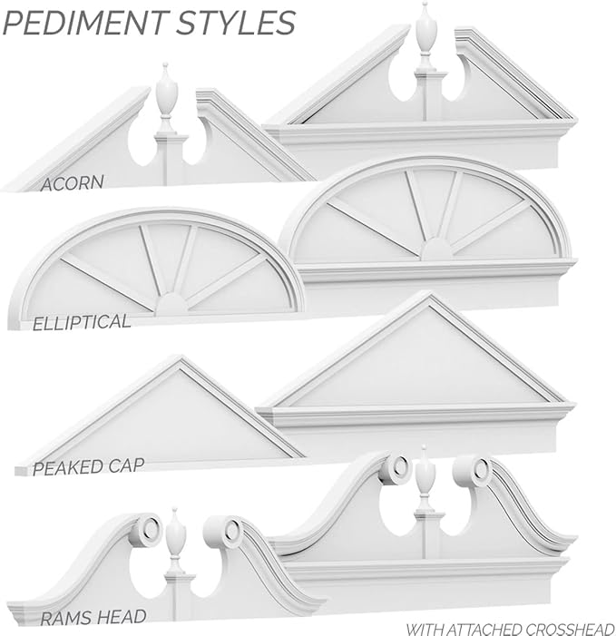 84"W x 42"H x 2"P Half Round Sunburst Architectural Grade PVC Pediment