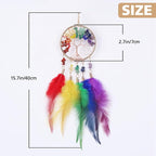 Pretty Jolly Small Tree of Life Crystal Stone Dream Catchers Rainbow Feathers Mini Dreamcatchers for Cars Rear View Mirror Hanging Decoration Good Luck Travel Charm Bedroom Ornaments for Women Girls