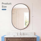 Sweetcrispy 24" x 36" Black Bathroom Mirrors for Wall, Oval Wall Mirror with Metal Frame, Tempered Glass, Modern Vanity Mirror for Over Sink, Living Room, Bedroom, Entryway, Horizontal or Vertical