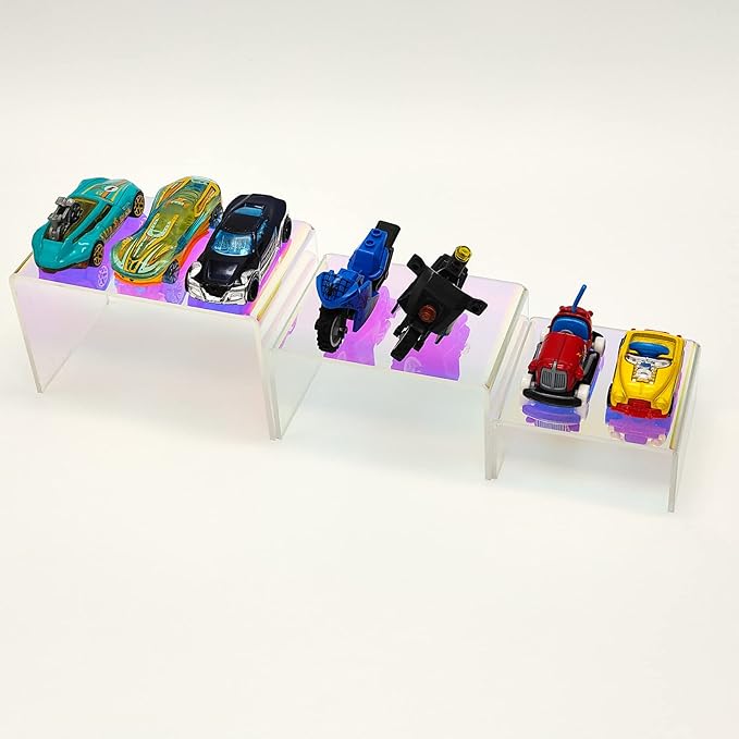 Cerpourt 2 Sets Acrylic Display Risers Colorful Product Stand,Cupcakes Holder Dessert Display Transparent Showcase Stands, Candy Bar Risers, Acrylic Lifts Display for Figures