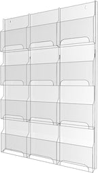 Nalwort Acrylic Brochure Pamphlet Holder, 12 Magazine Holders, Clear Brochure Display Stand Wall Mount, Trifold Flyer Rack, Literature Storage Rack for Home, Offices, Waiting Room