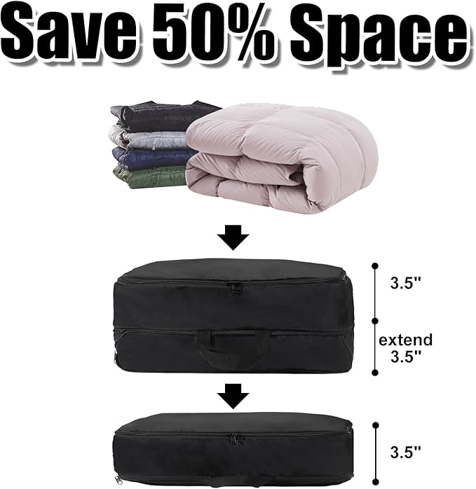 Space Saver Bags, Reusable Comforter Storage Bag, Compression Packaging Cube for Down Jacket, Bed Sheet, Clothes, Bedding, Pillows, Comforters, Blankets, 2 Pack, L
