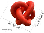 Wood Knot Chain Link Decor - 3 Link Boho Wooden Hand Carved Decorative Wooden Links Knots for Coffee Table Entryway Modern Farmhouse Shelf Decoration (Red)