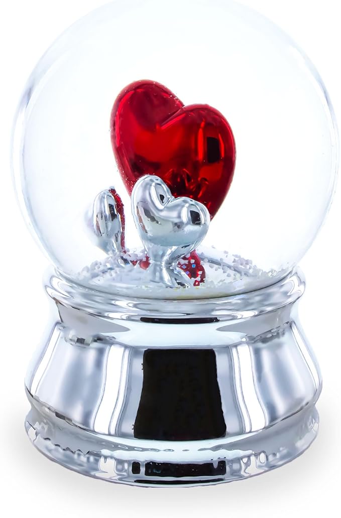 Romantic Red Heart in Love Glass Musical Water Snow Globe