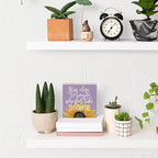 Sunflowers Purple Room Decor Sunflower Gifts for Women Spring Decor Purple Accessories Sunflower Wooden Box Sign for Home Office Desk Tabletop Shelf