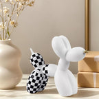 Resin Balloon Dog Sculpture - Collectible Figurines Decor for Home | Office Desktop Resin Decors Balloon Dog Decor (White Grid)