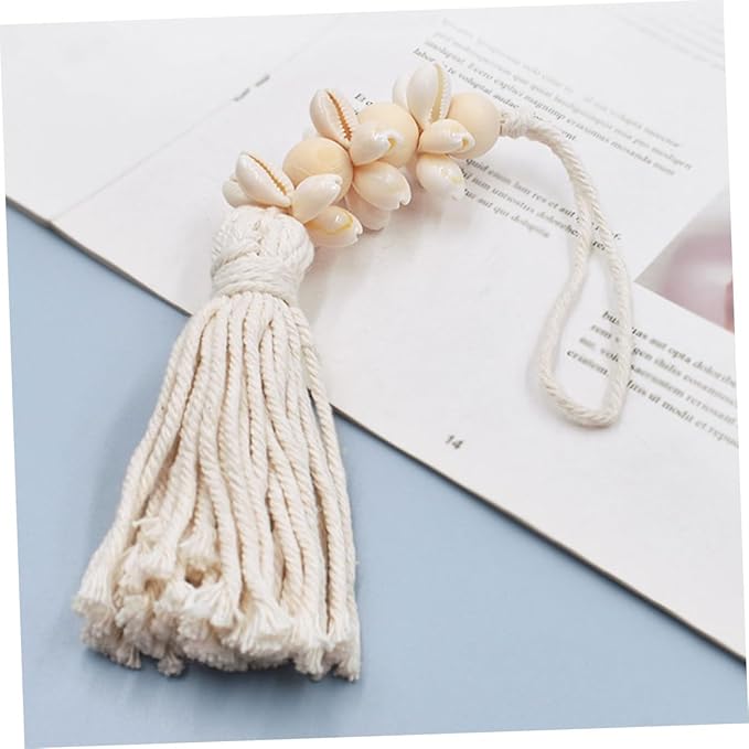 Pastoral Wooden Beads String with Shells and Tassels Creative Boho Decor for Home Beach Inspired Rustic Touch Versatile Hanging Garland for Walls Windows