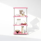 Furinno Turn-N-Tube Book Shelf, 4-Tier Bookshelf, Bookcase with Multipurpose Compact Display Rack, 11.6 x 23.6 x 43.2, for Living Room, Bedroom, Home Office, Pink/White