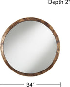 Uttermost Tortin Round Vanity Decorative Wall Mirror Rustic Vintage Multi-Tonal Hammered Jagged Metal Frame 34" Wide Decor for Bathroom Bedroom Living Room Home House Office Entryway