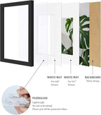Egofine 8x12 Picture Frames Set of 4, Made of Solid Wood Covered by Plexiglass 5x7 and 6x8 with Mat or 8x12 without Mat, for Table Top Display and Wall Mounting Photo Frame Black