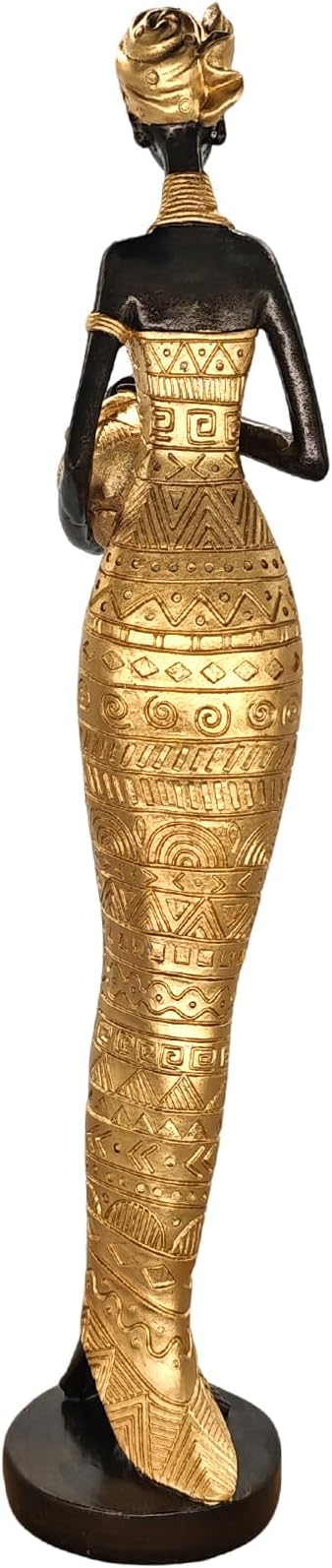African Statue Sculptures - 16.4" Lady Figure Figurines,Table Top Resin Home Decor,Suitable for Placement in Study, Bedroom, Living Room(Gold)