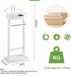 White Valet Stand For Women With Drawer Wood Suit Stand For Mens with Contour Hanger Trouser Shoe Rack Tie & Belt Stand Organizer Clothing Rack For Office Hotel Living Room Coat Rack(White)