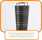 NOLITOY Metal Umbrella Stand Rack Large Umbrella Holder Bin Freestanding Walking Stick Cane Holders Rustic Farmhouse Flower Bucket Vase for Entryway Office Home Black