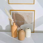 Ceramic Vase Set of 3,Neutral Modern Vases for Bouquet Pampas Grass Dried Fresh Flowers,Rustic Home Decor for Living Room,Bedroom Entryway(Beige)