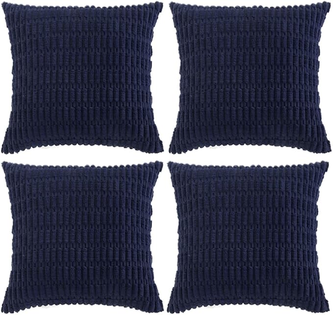 Fancy Homi 4 Packs Decorative Throw Pillow Covers for Living Room Couch Bed, Modern Farmhouse Boho Home Décor Accent Cushion Case, 22" x 22", Navy Blue