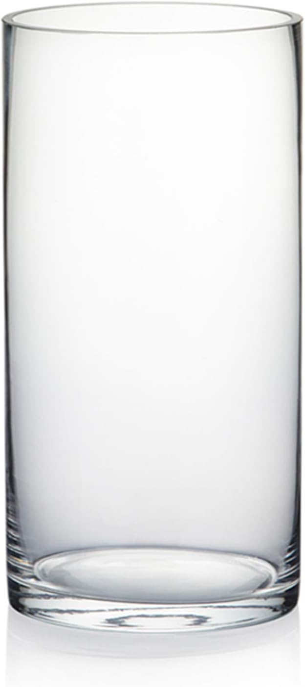 WGV Cylinder Vase, Diameter 5", Height 10", Clear Glass Floral Planter Container, Floating Candle Holder for Wedding Party Event Home Office Decor, 1 Piece