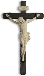 DevotedWalls 20.75" H Catholic Realistic Style Crucifix for Wall, Large realistic Jesus Chirst Cross for Church, Chapels and Home (Black and White Color)
