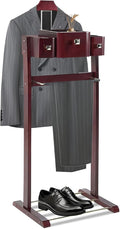 Mens Valet Stand With Top Tray Non-Slip Trouser Bar Clothes Valet Suit Stand Freestanding Clothes Rack For Living Room Entryway Bedroom Office