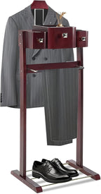 Mens Valet Stand With Top Tray Non-Slip Trouser Bar Clothes Valet Suit Stand Freestanding Clothes Rack For Living Room Entryway Bedroom Office