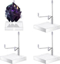 Suzile 4 Pcs Adjustable Metal Arm Display Stand Easel with Acrylic Base Rock Display Easel Holder Acrylic Crystal Clear Plate Stand for Geodes Mineral Agate(Silver,2 x 2 x 3 Inch)