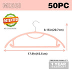 MIZGI Premium Velvet Hangers 50-Pack,No Shoulder Bump Hangers W/Tie Bar Ultra Thin Space Saving Non Slip Hanger Heavy Duty Felt Rounded Clothes Hanger for Sweaters,Coat,Jackets,Pants,Shirts