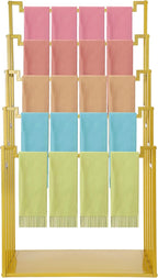 Scarf Organizer, 5-Tier Metal Scarf Display Stand with Wheels, Freestanding Scarf Display Rack, Retail Store Towel Rack, Ties Belt Pants Hanging Rack, for Boutique Display, Home (Gold-5 Rods)