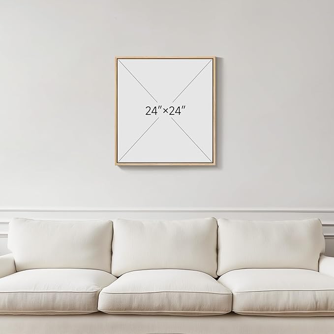Framed Square Boho Abstract Floral Wall Art for Living room, Neutral Flower Watercolor Painting Print Canvas Artwork for Walls, Pastel Bohemian Botanical Wall Decor for Bedroom Home Office, 24x24 Inch