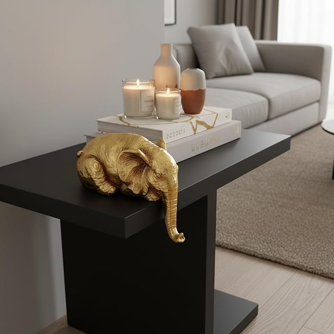 Braxio Elephant Statue Home Decor Indoor - Resin Abstract Golden Elephant Sculpture for Shelf Desk Table Office Living Room Bedroom Desktop Farmhouse Decoration Gift 7 x 4.4 x 5.3 Inch