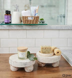 Housewarming Gifts Set of 2 Wood Display Stand Home Decor Display Risers Round Pedestal Bathroom Accessory Holder Plant Holder Table Top Kitchen Multi Purpose Organiser Set