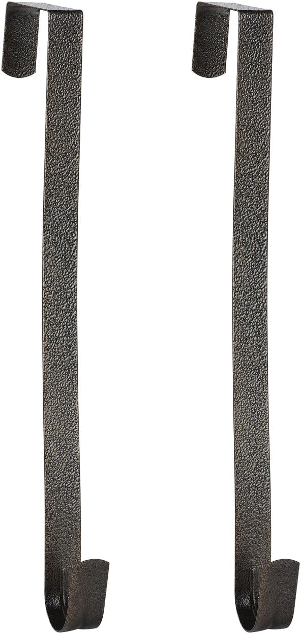 Sattiyrch 12" Wreath Hanger for Front Door,Steel Over The Door Hanger Hook,Wreath Door Hanger(Textured Bronze, 2)