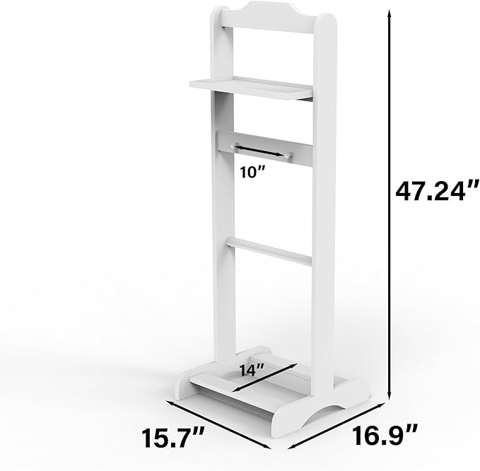 Ochine Freestanding Valet Stand with Storage Organizer, Wooden Garment Rack, Shoe Shelf, Portable Coat Stand, Clothes Rack for Entryway, Living Room, Bedroom, Office