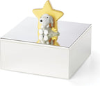 Reed And Barton Home Decor, Little Snoopy Keepsake Box, Made Of Metal, Spot Clean, Room Decor, Organization And Storage Box For Keepsakes & Memories, Peanut Snoopy Design (Silver And Yellow, 1 Piece)
