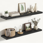 Vivelove 36 Inches Floating Shelves Wall Mounted, 10" Deep Wall Shelves for Bedroom, Bathroom, Living Room, Kitchen, Office, Home Decor, Modern Shelf, Set of 2, Black, 36x10.2x1.5
