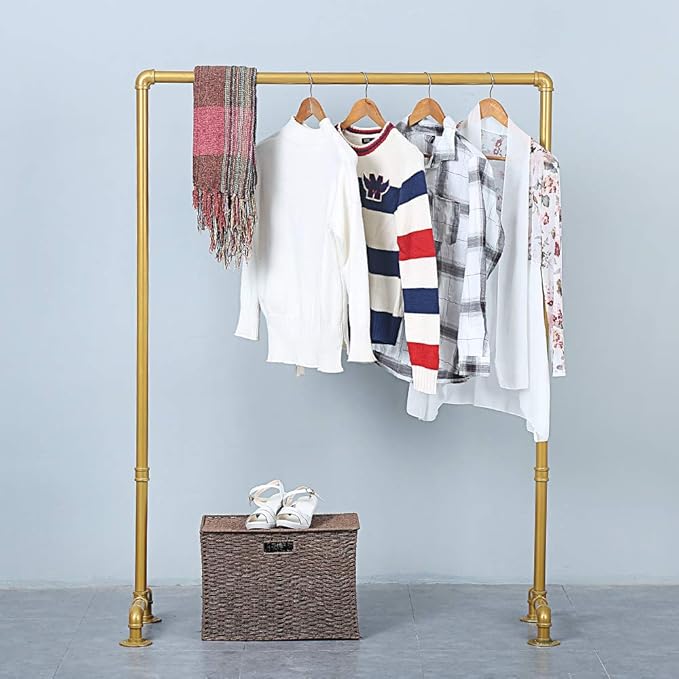 Industrial Pipe Clothing Rack 59in,Clothes Racks for Hanging Clothes,Heavy Duty Display Garment Rack