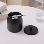 Large Ashtray with Lid for Cigarette, Stainless Steel Smokeless Odorless Windproof Ash tray for Home Office Tabletop Outside Patio Outdoor Balcony(3.93"x3.2"x3.82")